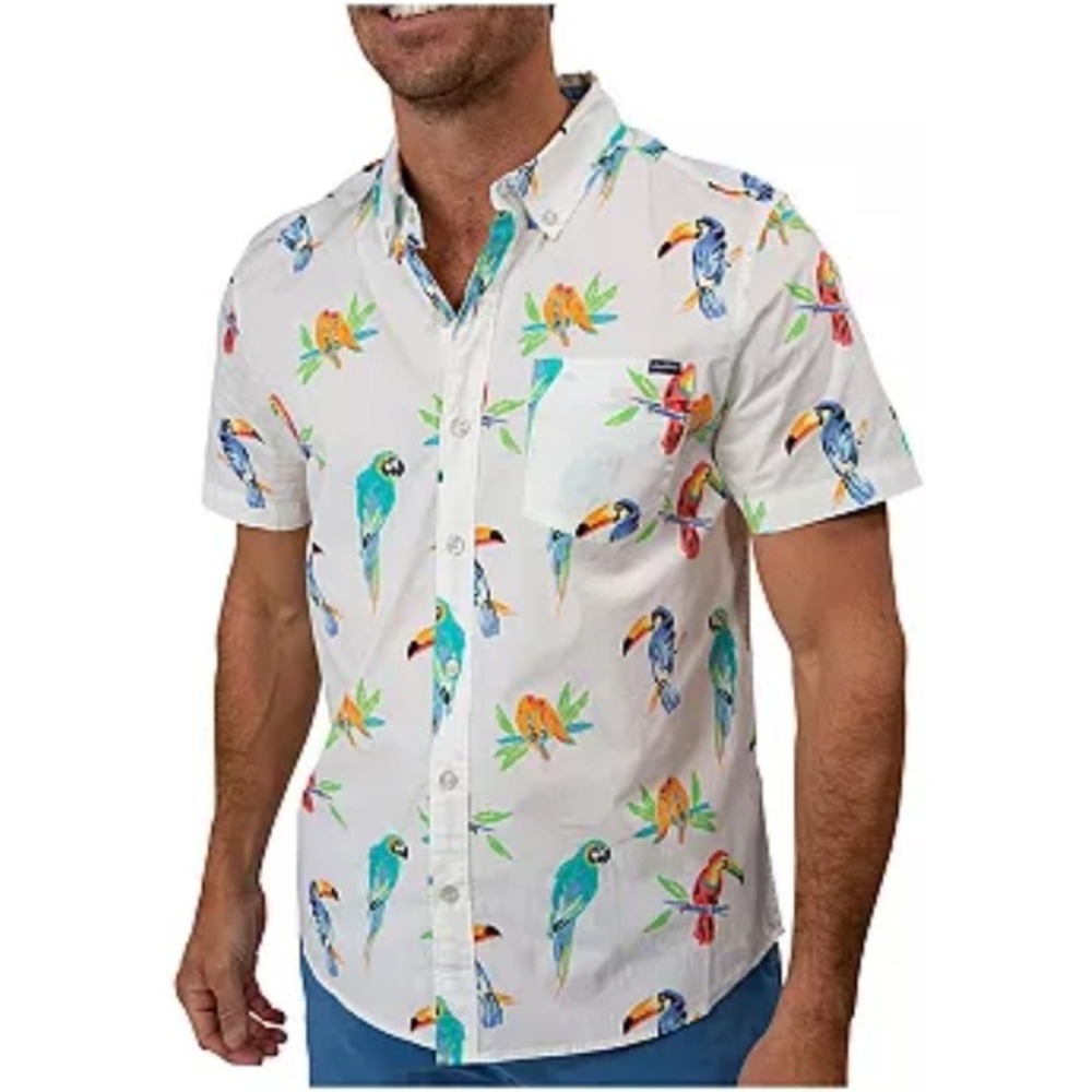 Chubbies Parrot‎ Toucan Print Button Down Short Sleeve Shirt Small
